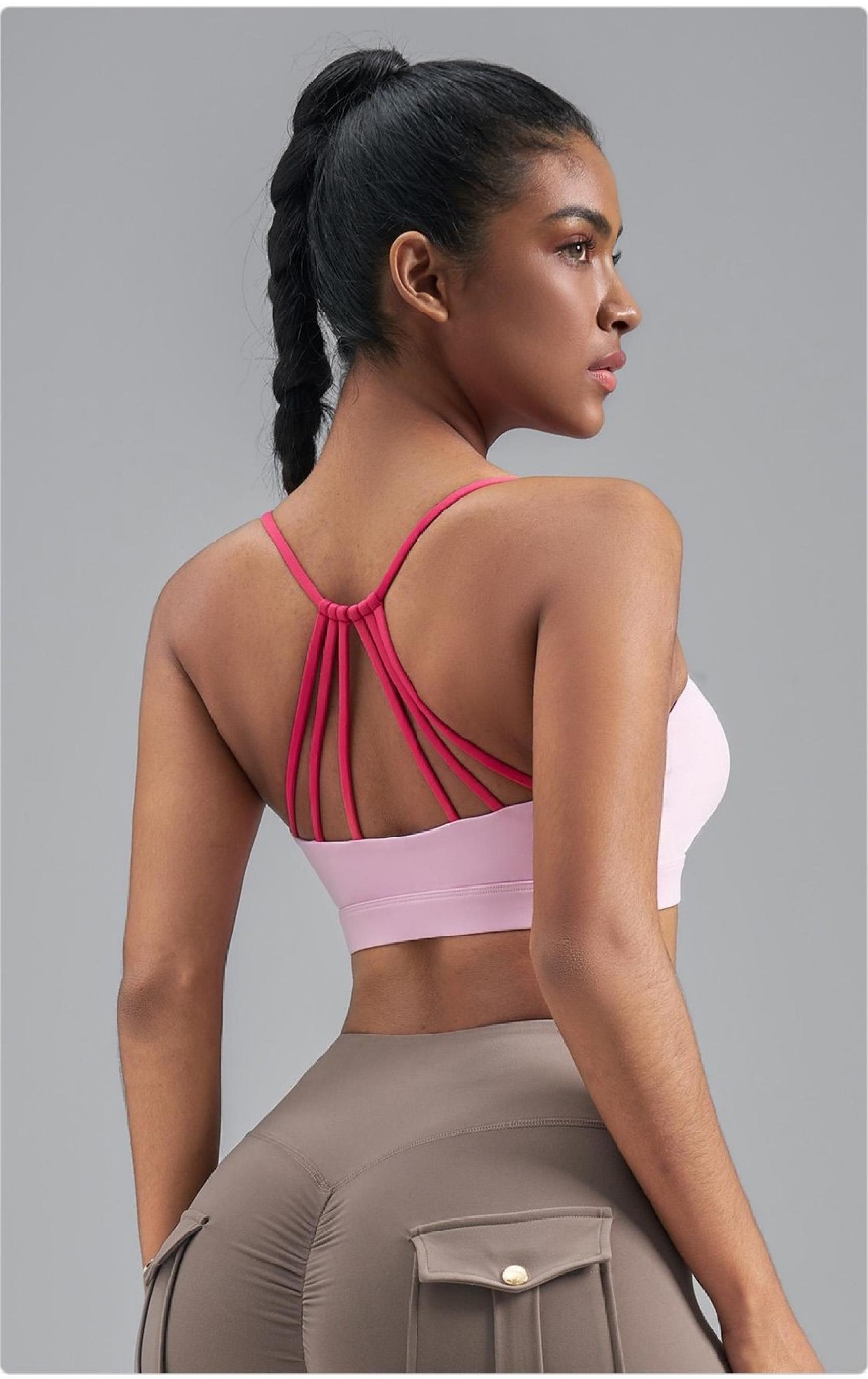Peach Six-String Backless Bra
